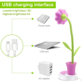 Miniatyrbillede 3 af 5: Børne skrivebordslampe - Kreativ genopladelig skrivebordslampe LED øjenbeskyttelse touch sensor bordlampe dæmpbar senglampe med penneholder (Pink) Pink