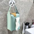 Miniatyrbillede 2 af 5: Hængende Tissue Box Pu Læder Bil Tissue Holder Bærbar Serviet Box Cover med Snap til Bil Badeværelse Køkken(Søgrøn) Blue