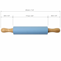 Miniatyrbilde 2 av 4: Liten non-stick silikonkjevle med trehåndtak for baking, mini kjevle for deig, fondant, pizza - Blå 30cm (12\")