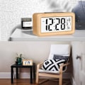 Miniatyrbild 2 av 5: Enkel inställning digital väckarklocka i bambu med temperatur, digital väckarklocka, för sovrum