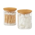 Miniatyrbillede 1 af 5: 2-pak Glas Q-tip Holdere med Bambuslåg - Apotekerglas til Vatrondeller/Pinde, Opbevaring til Badeværelsesbord
