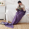 Miniatyrbilde 1 av 3: Teppe havfrue hale teppe strikket fiskehale teppe sofa teppe deep purple 50*90cm