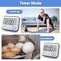 Miniatyrbild 5 av 5: Kök Timer Alarmklocka Multifunktionell Digital Matlagningstimer med Stor LCD-skärm Magnetisk Stoppur Timer med Klocka, Alarmklocka, Magnet Svart