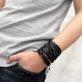 Miniatyrbillede 2 af 5: 5-pak Håndlavede Læderarmbånd Mænds Armbånd Sort Sort