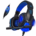Miniatyrbillede 1 af 4: Gaming Headset og Mus Combo - Headset med Støjreduktion og Dobbelt bas med Mikrofon, LED Lys, LED Gaming Mus, lydløs Mus (blå)