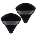Miniatyrbilde 1 av 5: Triangle Puff 2 stk. for presset pudder, myk og gjenbrukbar foundation svamp med stropp, sminke svamp perfekt for tørr og våt sminke (svart, 70*65mm) Black