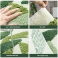 Miniatyrbilde 2 av 5: Sklisikker badematte, 40 x 60 cm grønt blad baderomsgulvmatte supermyk og vannabsorberende, maskinvaskbar mikrofiber baderomsmatte 3D leaves