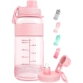 Pikkukuva 1 / 5: Motivoiva vesipullo oljella, 1L/2L urheiluvesipullot aikamerkinnällä, BPA-vapaa vuototiivis kestävä (vaaleanpunainen) Pink