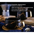 Miniatyrbilde 3 av 5: Pcs tekopp og skålsett, porselen espresso kaffekopp med skål og skje, Valentinsdag morsdag bursdag julegaver （Svart） Black
