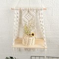 Miniatyrbild 4 av 5: Boho väggmonterad hylla i trä, väggdekoration, bohemisk macramé väggdekoration, hyllor för vardagsrum