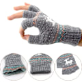 Miniatyrbillede 2 af 5: Unisex Vinter Halvfinger Handsker Varme Vinter Fingerløse Touchscreen Handsker Strækbar Strik Typing Handsker, Grå