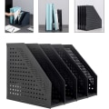 Miniatyrbilde 1 av 5: A4 Filholder Foldbar Bokhylle, 4 Vertikale Rom Magasinfolderholder, Skrivebordsarrangør (Mørkegrå) Dark Gray