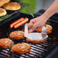 Miniatyrbillede 5 af 5: Smash Burger Press, 5,5 tommer fødevaregodkendt 304 rustfrit stål hamburgerpresser, til flad top grill grill madlavning bøffer BBQ（Træhåndtag） wood
