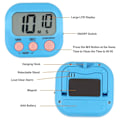 Miniatyrbillede 3 af 5: 4 farver digital køkken timer, digital magnetisk stopur timer med magnet, stående lille børns time timer, minut nedtælling kortvarig alarm