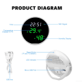 Miniatyrbilde 2 av 4: Temperatur- og fuktighetssensor, Tuya WiFi-termometer hygrometer LED-speilskjerm App-timing, ekte overvåking og opptak