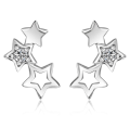 Miniatyrbilde 1 av 5: Sølv Cubic Zirconia Triple Star Stud Ørepynt