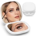 Miniatyrbillede 1 af 5: Kompakt spejl, belyst makeup spejl med 1X/5X forstørrelse, rejsevenlig, bærbar belyst kompakt spejl til håndtaske White