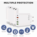 Miniatyrbild 5 av 5: USB C Laddare, 65W 5 Port USB C Laddare med QC 3.0 Smart Snabbladdare, USB Strömadapter för iPhone 15 14 13 12 11 Pro MAX SE 2020 XS XR 8 7
