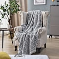 Miniatyrbild 3 av 5: Soffa filt 130 x 180 cm vändbar mångsidig soffa filt gosig filt överkast för soffa, fåtölj och enkelsäng white+grey 130*180cm