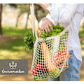 Pikkukuva 4 / 5: Ostoskassiverkko Uudelleenkäytettävä ostoskassi Mesh Puuvillaostos Green+Orange+White*3