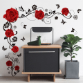 Miniatyrbild 4 av 5: Väggtatuering väggdekal röda rosor blomma slinga vardagsrum sovrum väggdekal väggmålning väggdekoration självhäftande