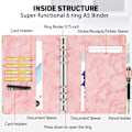 Miniatyrbild 5 av 5: Läder A6-mapp 6 runda ringpärmar Planner Notebook Cover för A5-fyllpapper (inre papper ingår ej) Marmorrosa