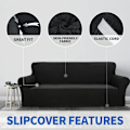 Miniatyrbillede 3 af 5: 1-delt sofaovertræk til 3-personers sofa med høj elasticitet, sofaovertræk til kæledyr, hundevenligt, skridsikkert møbelbeskytter (sort)