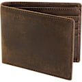 Miniatyrbild 1 av 5: Plånbok i toppskiktsläder för män | Bifold, extra kapacitet med 2 ID-fönster | Extra stark sömnad | Smal sedelhållare med 8 kortplatser - Brun