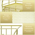 Miniatyrbillede 5 af 5: Guld skrivebordsarrangør med skuffe, kontorbords penneholder med 5 rum + 1 stor skuffe | The Mesh Collection Gold