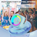 Pikkukuva 4 / 5: Karaoke-laite lapsille ja aikuisille, Mini kannettava Bluetooth-karaokekaiutin 1 langattomalla mikrofonilla ja valolla Blue 1 mic