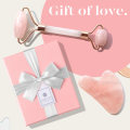 Miniatyrbillede 5 af 5: Gua Sha og ansigtsrulle, rulle Rose Quartz Gua Sha sten