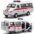 Pikkukuva 1 / 5: Uusi seosvetävä 1:32 ambulanssipakettiauto, pelastusajoneuvolelut, lasten pakettiautolelut, simulaatioääni ja valo Leikkiautot white