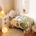 Miniatyrbillede 5 af 5: Enkeltlags Flanneltæppe til Børnehave Lur Tæppe Tegneserie Blomstermønster Tæppe
