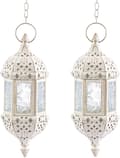2 st LED hängande flamlös lykta ljusstake, vit White