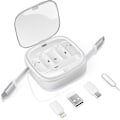 Miniatyrbilde 1 av 5: Multi Ladestasjonsboks, 3FT 60W Retractable USB C-kabel og adaptersett, Oppbevaringsboks og SIM-kortfjerningsverktøy, Hvit