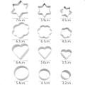 Miniatyrbilde 5 av 5: 12 stk kakeform i rustfritt stål, hjerte, blomst, rund, stjerneform, kakeform i metall for kjøkkenbaking, bursdag