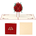 Miniatyrbillede 1 af 4: 3D Pop-up Valentinsdagskort, 3D Blomsterkort Rose Bouquet Gratulationskort med Kuvert til Valentinsdag Bryllup Mors Dag (5,9 x 5,9 Tommer)