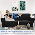 Miniatyrbillede 2 af 5: 1-delt sofaovertræk til 3-personers sofa med høj elasticitet, sofaovertræk til kæledyr, hundevenligt, skridsikkert møbelbeskytter (sort)