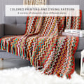 Miniatyrbillede 4 af 5: Strikket tæppe med kvast Houndstooth Boho ternet hyggeligt tæppe Strikket tæppe Sengetæppe Kast tæppe Dekorativt tæppe til sofa seng red 127*180cm
