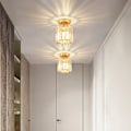 Miniatyrbillede 3 af 5: Gylden krystal loftslampe, moderne krystal loftslampe semi-flush mount LED krystal lysekrone egnet