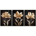 Miniatyrbild 1 av 3: Abstrakt svart guld blomma väggkonst duk målning nordisk affischtryck väggbilder modern heminredning ramfri 30*40cm