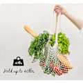 Pikkukuva 3 / 5: Ostoskassiverkko Uudelleenkäytettävä ostoskassi Mesh Puuvillaostos Green+Orange+White*3