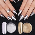 Miniatyrbild 1 av 5: Guld Silver Chrome Nagelpulver Set Nagelkonst Glitter Guld för Nagelkonst Dekoration Design 3D Holografiskt Damm Metallisk Effekt Pigment 2 Lådor
