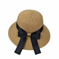 Miniatyrbillede 4 af 4: Dame Solhat Floppy Foldbar Bowknot Halmhat Sommer Strand Cap UV Beskyttelse coffee