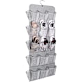 Miniatyrbillede 1 af 5: 30 store lommer sko hængende opbevaring arrangør til garderobeskinne rack dobbeltsidet med roterende bøjle mesh sko arrangør, grå Gray