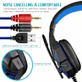 Miniatyrbillede 2 af 4: Gaming Headset og Mus Combo - Headset med Støjreduktion og Dobbelt bas med Mikrofon, LED Lys, LED Gaming Mus, lydløs Mus (blå)