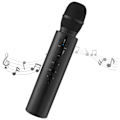 Miniatyrbild 1 av 5: Karaoke trådlös mikrofon bärbar handhållen Bluetooth-högtalare mikrofon, trådlösa mikrofoner Karaoke-maskin Hem KTV-spelare Black