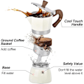 Miniatyrbilde 2 av 5: Moka Espresso 3-kopps espressomaskin, Moka Premium manuell kubansk kaffemaskin i aluminium