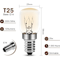 Miniatyrbillede 3 af 5: Ovnløgtepære 25W, E14 T25 Glødepære 2200K Varm Hvid, 300 Grader Pygmæpærer til Ovn, Mikrobølgeovn, Saltlampe, Pakke med 4