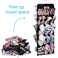 Miniatyrbillede 5 af 5: 30 store lommer sko hængende opbevaring arrangør til garderobe skinne rack dobbeltsidet med roterende bøjle mesh sko arrangør, sort Black